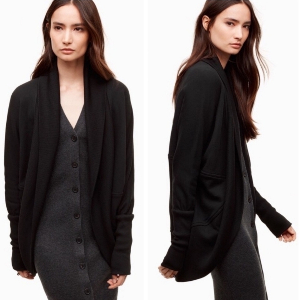 Aritzia Wilfred Diderot Oversized Stud Cardigan Cocoon Sweater Black XS